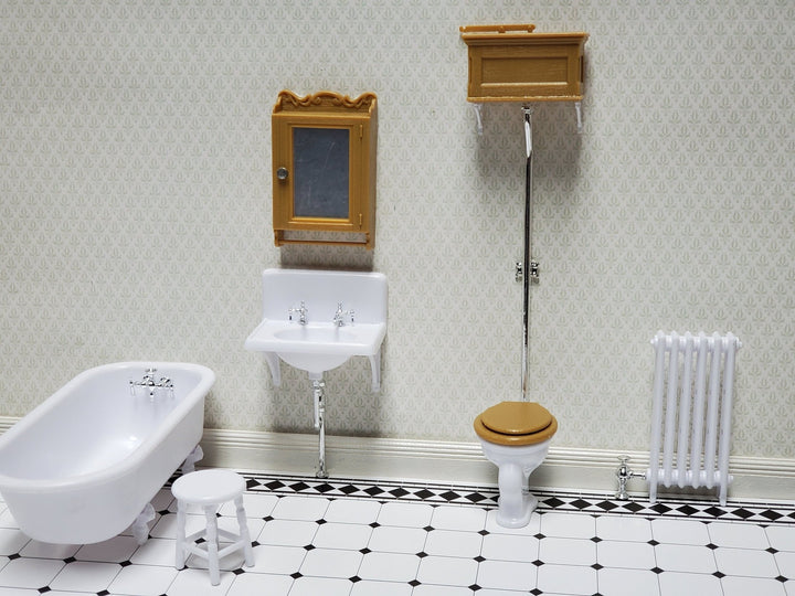 Dollhouse Chrysnbon Bathroom KIT Victorian Style Plastic 1:12 Scale Miniature Bathtub Toilet Sink - Miniature Crush