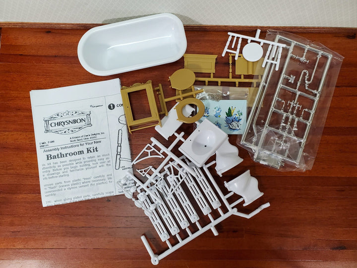 Dollhouse Chrysnbon Bathroom KIT Victorian Style Plastic 1:12 Scale Miniature Bathtub Toilet Sink - Miniature Crush