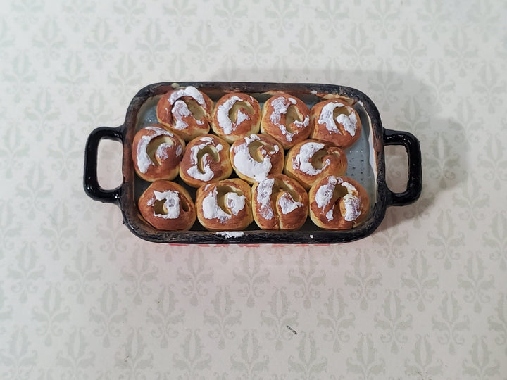 Dollhouse Cinnamon Rolls in Baking Pan 1:12 Scale Food Kitchen Handmade - Miniature Crush