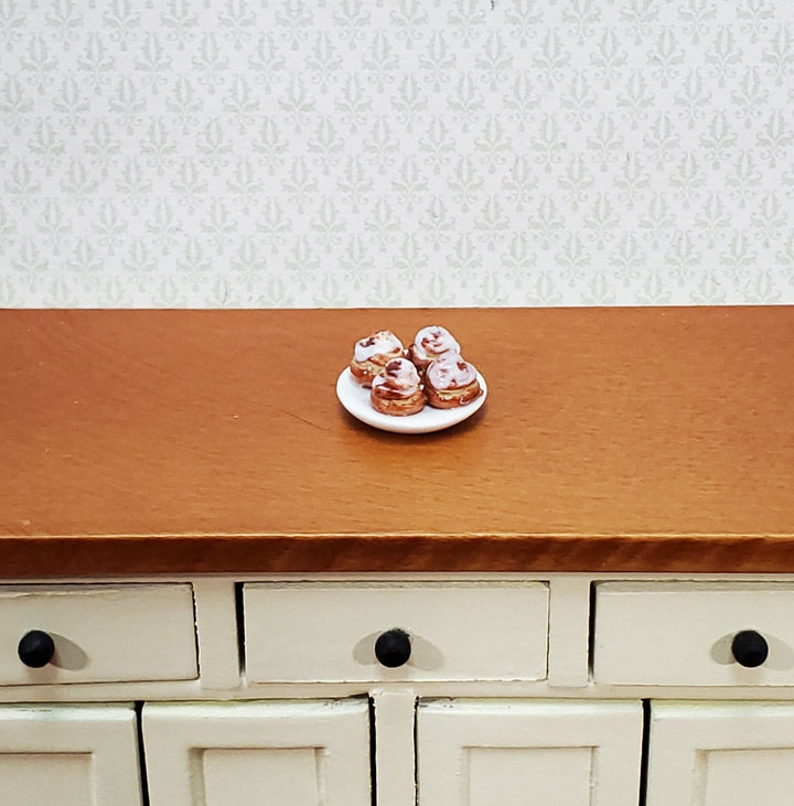 Dollhouse Cinnamon Rolls on a Plate 1:12 Scale Miniature Food Kitchen - Miniature Crush
