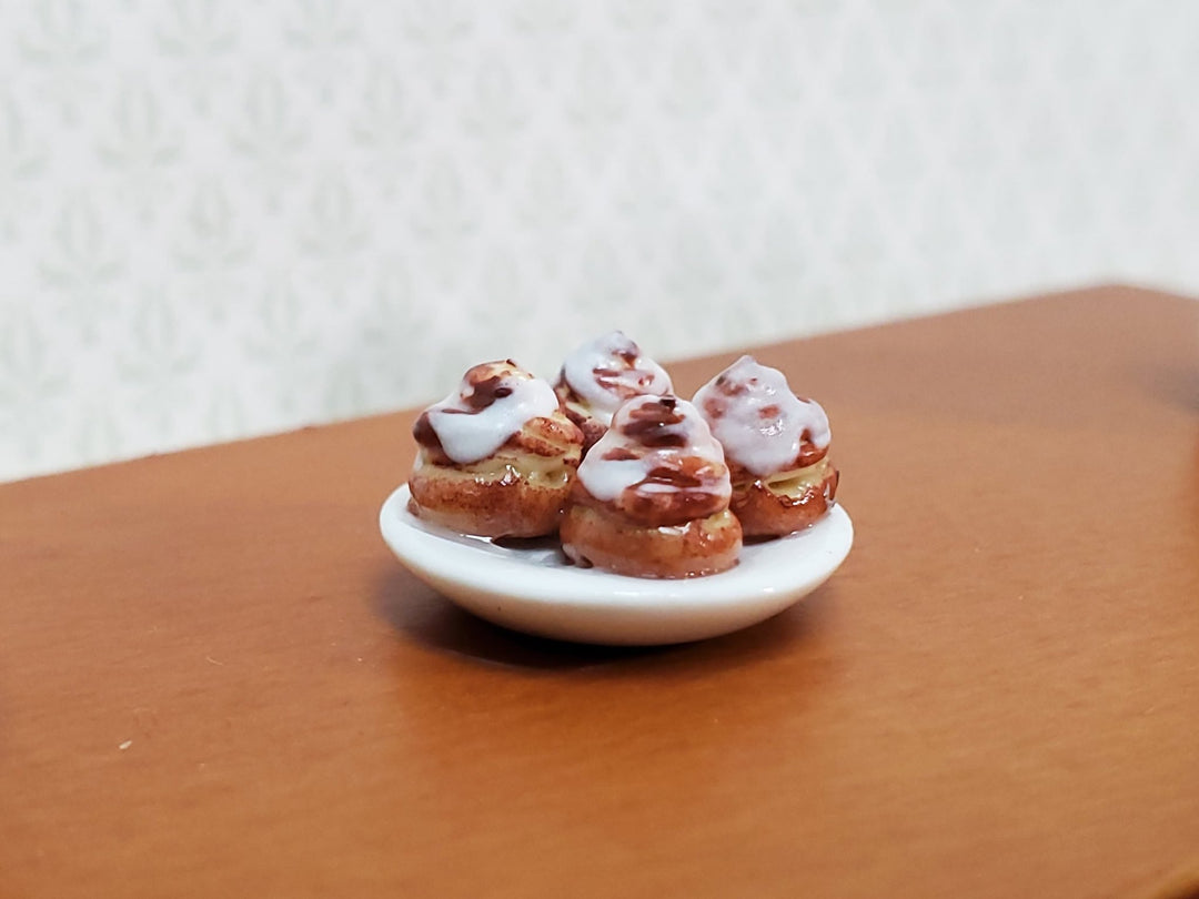 Dollhouse Cinnamon Rolls on a Plate 1:12 Scale Miniature Food Kitchen - Miniature Crush