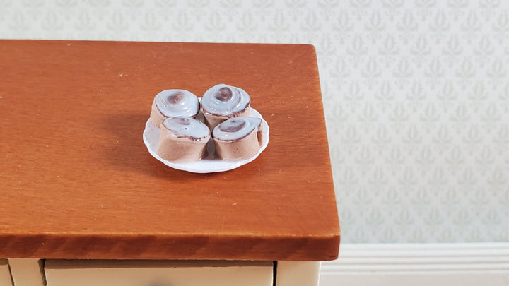 Dollhouse Cinnamon Rolls on a Plate Handmade 1:12 Scale Miniature Food Kitchen - Miniature Crush