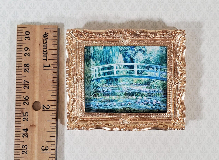 Dollhouse Claude Monet Water Lilies Under Bridge Framed Print 1:12 Handmade - Miniature Crush