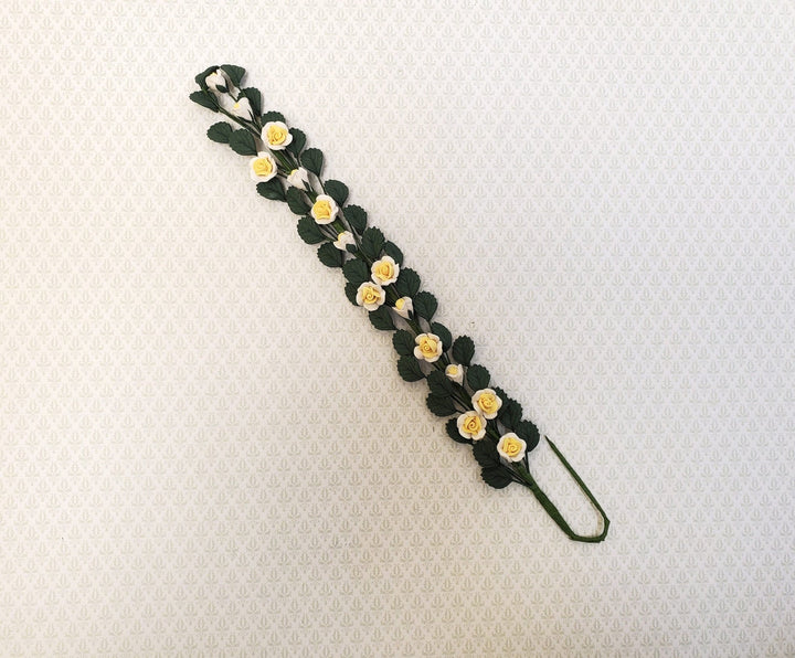 Dollhouse Climbing White & Yellow Roses Bendable 7" Clay Miniature Flowers Garden - Miniature Crush