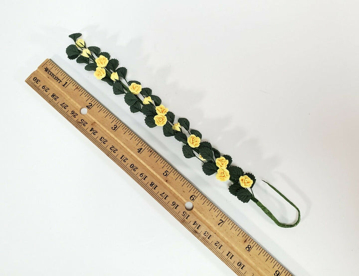 Dollhouse Climbing Yellow Roses Bendable 7" Clay Miniature Flowers Garden - Miniature Crush