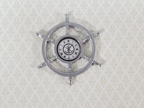 Dollhouse Clock Ship's Wheel Wall Decoration 1:12 Scale Miniature Lighthouse Decor - Miniature Crush