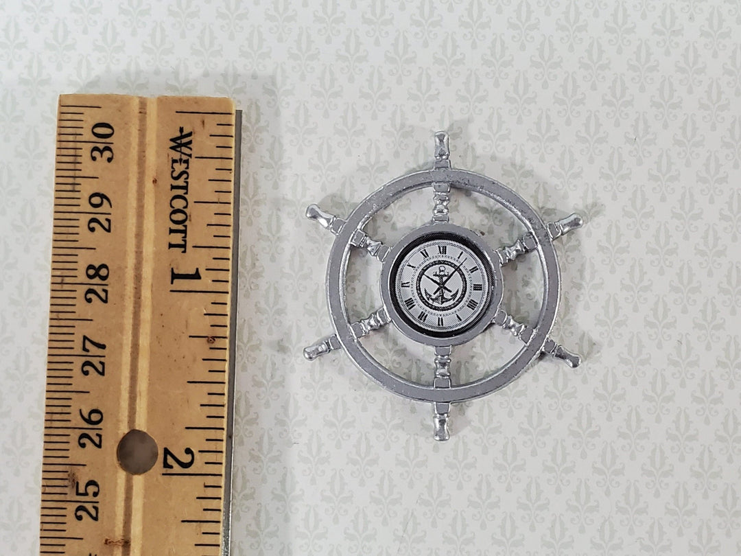 Dollhouse Clock Ship's Wheel Wall Decoration 1:12 Scale Miniature Lighthouse Decor - Miniature Crush