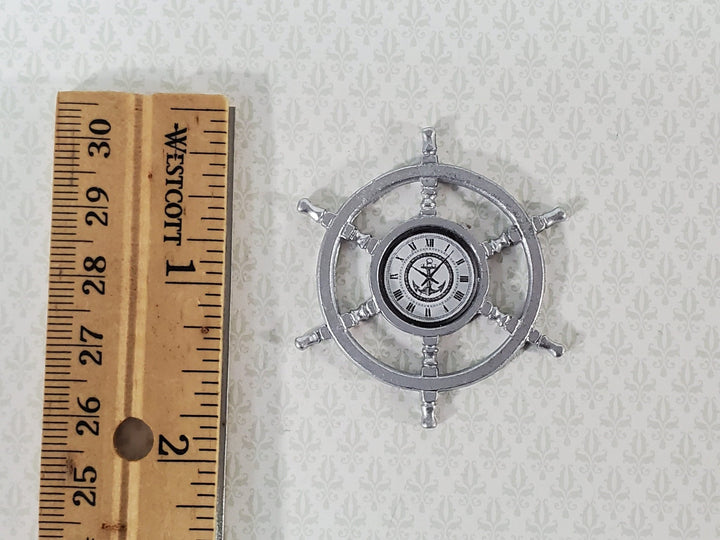 Dollhouse Clock Ship's Wheel Wall Decoration 1:12 Scale Miniature Lighthouse Decor - Miniature Crush
