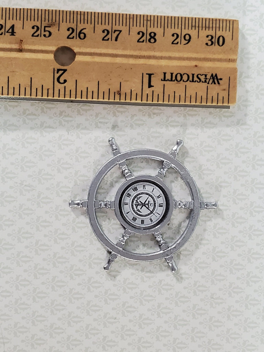 Dollhouse Clock Ship's Wheel Wall Decoration 1:12 Scale Miniature Lighthouse Decor - Miniature Crush