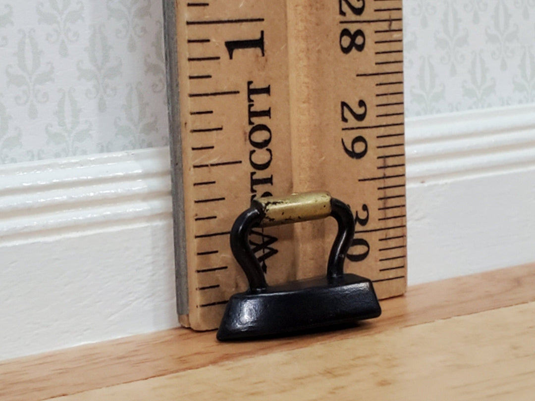 Dollhouse Clothes Iron 1950s Style Black Metal Small 1:12 Scale Laundry Room - Miniature Crush