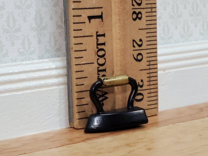 Dollhouse Clothes Iron 1950s Style Black Metal Small 1:12 Scale Laundry Room - Miniature Crush