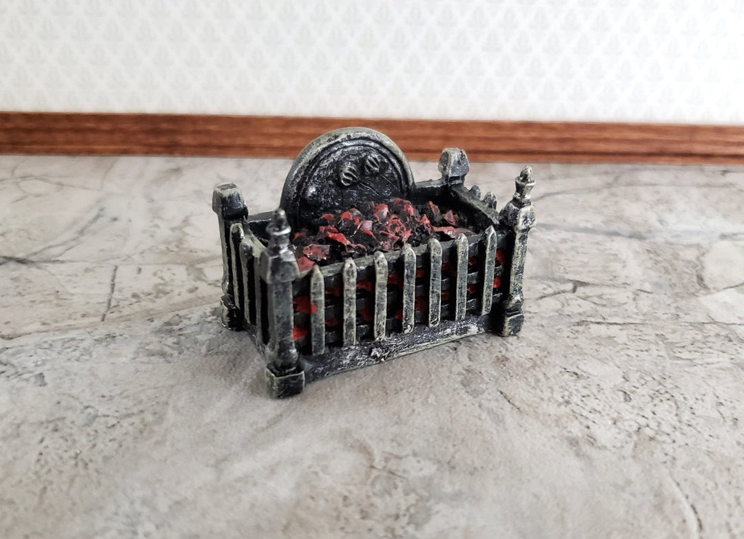 Dollhouse Coal Filled Fireplace Grate Fire Basket Non-Electric 1:12 Scale Miniature - Miniature Crush