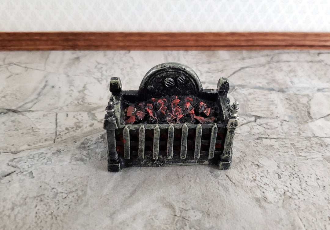 Dollhouse Coal Filled Fireplace Grate Fire Basket Non-Electric 1:12 Scale Miniature - Miniature Crush