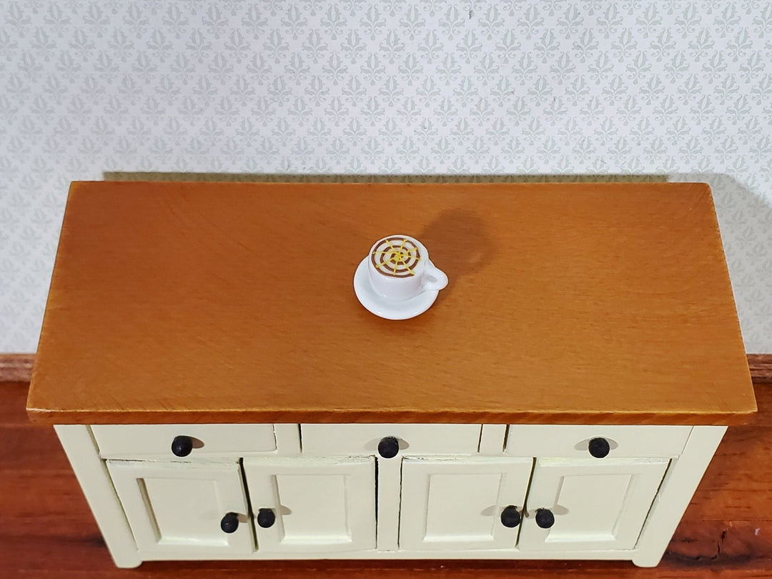 Dollhouse Coffee Mocha Latte Large White Ceramic with Saucer 1:12 Scale Miniature Food - Miniature Crush