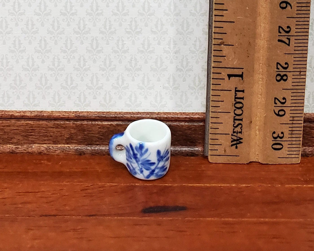 Dollhouse Coffee Mug Cup Blue & White Design 1:6 Scale Miniature Kitchen Dishes - Miniature Crush