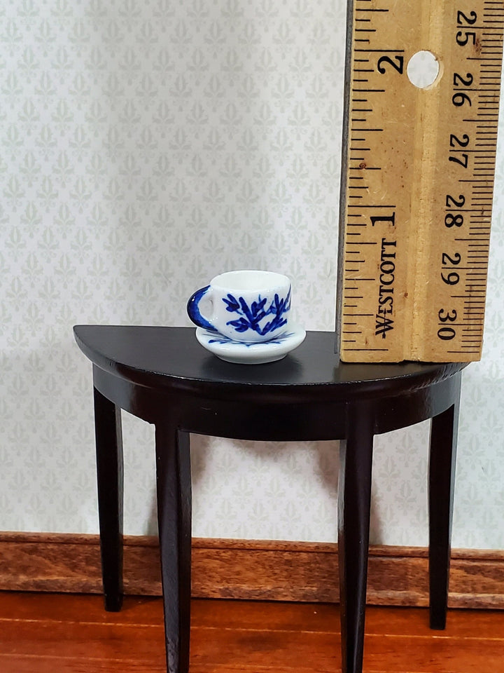 Dollhouse Coffee Mug Cup with Saucer Blue & White 1:6 Scale Miniature Kitchen Dishes - Miniature Crush