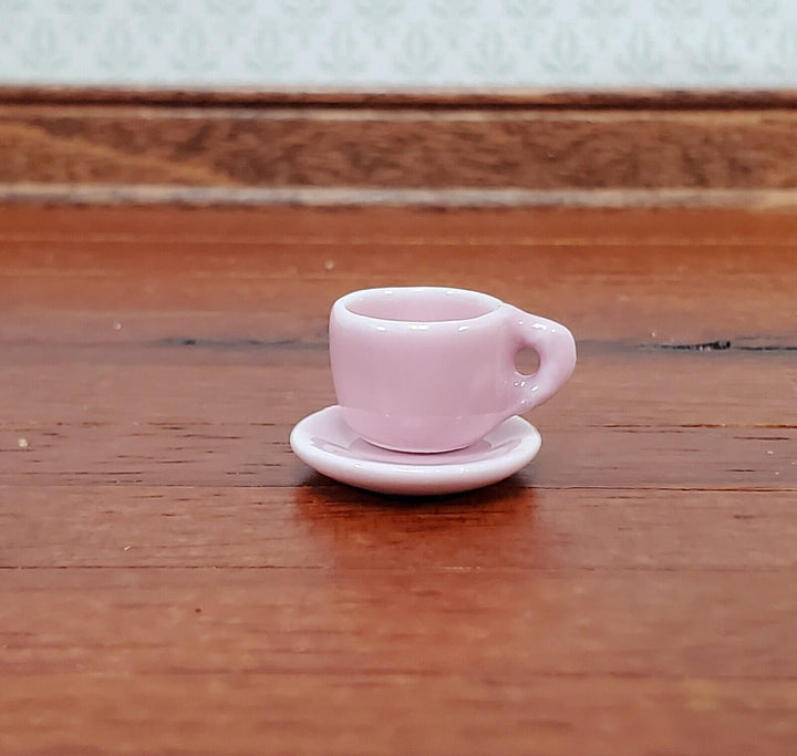 Dollhouse Coffee Mug Cup with Saucer PINK 1:12 Scale Miniature Kitchen Dishes - Miniature Crush