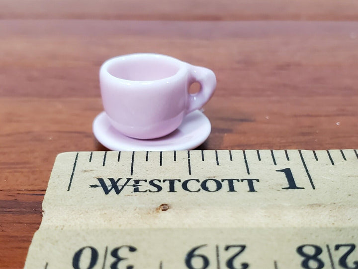 Dollhouse Coffee Mug Cup with Saucer PINK 1:12 Scale Miniature Kitchen Dishes - Miniature Crush