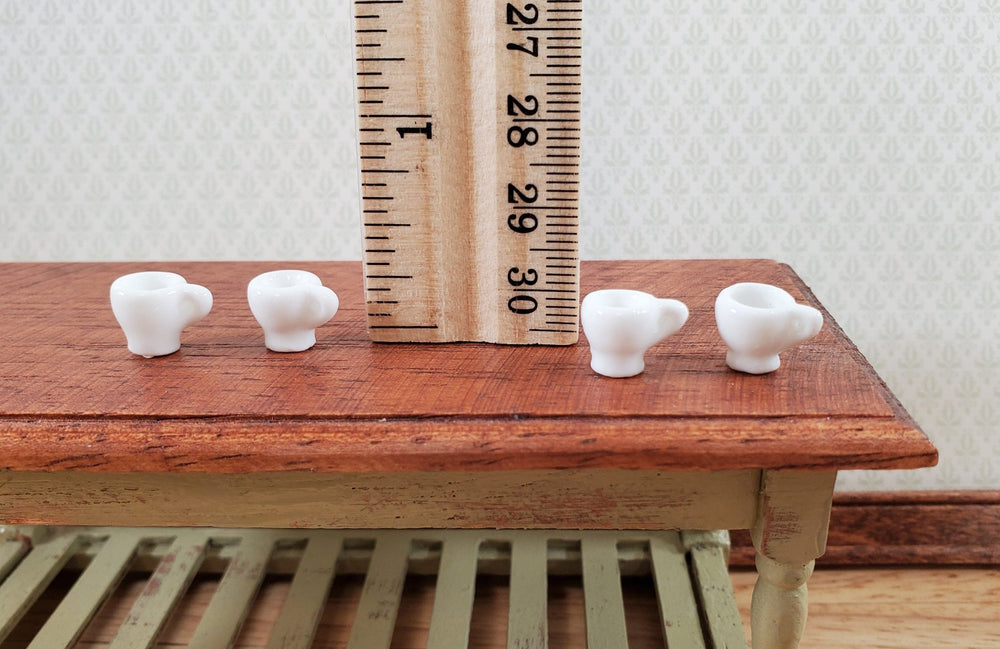 Dollhouse Coffee Mugs Tea Cups Set of 4 Cermaic All White 1/12 Scale Miniature - Miniature Crush
