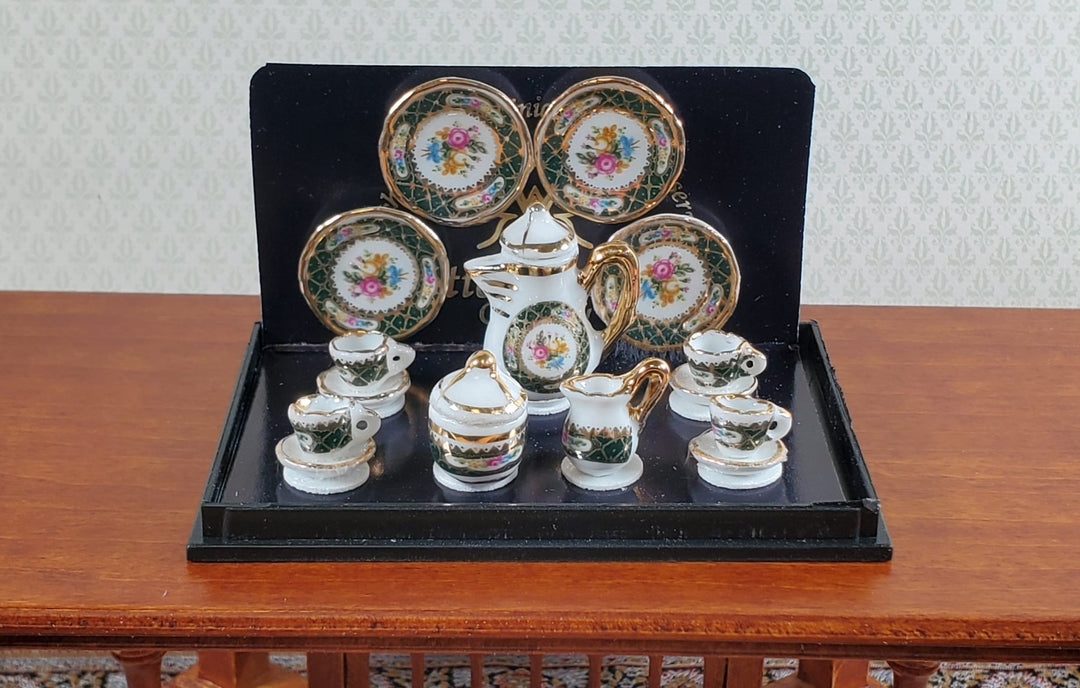 Dollhouse Coffee Set "Irish Gold" Reutter Porcelain 1:12 Scale Miniature Cups Plates ++ - Miniature Crush