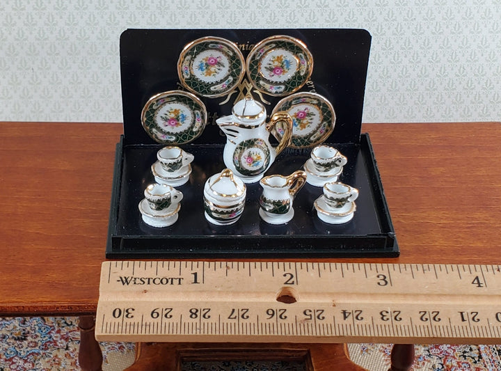 Dollhouse Coffee Set "Irish Gold" Reutter Porcelain 1:12 Scale Miniature Cups Plates ++ - Miniature Crush