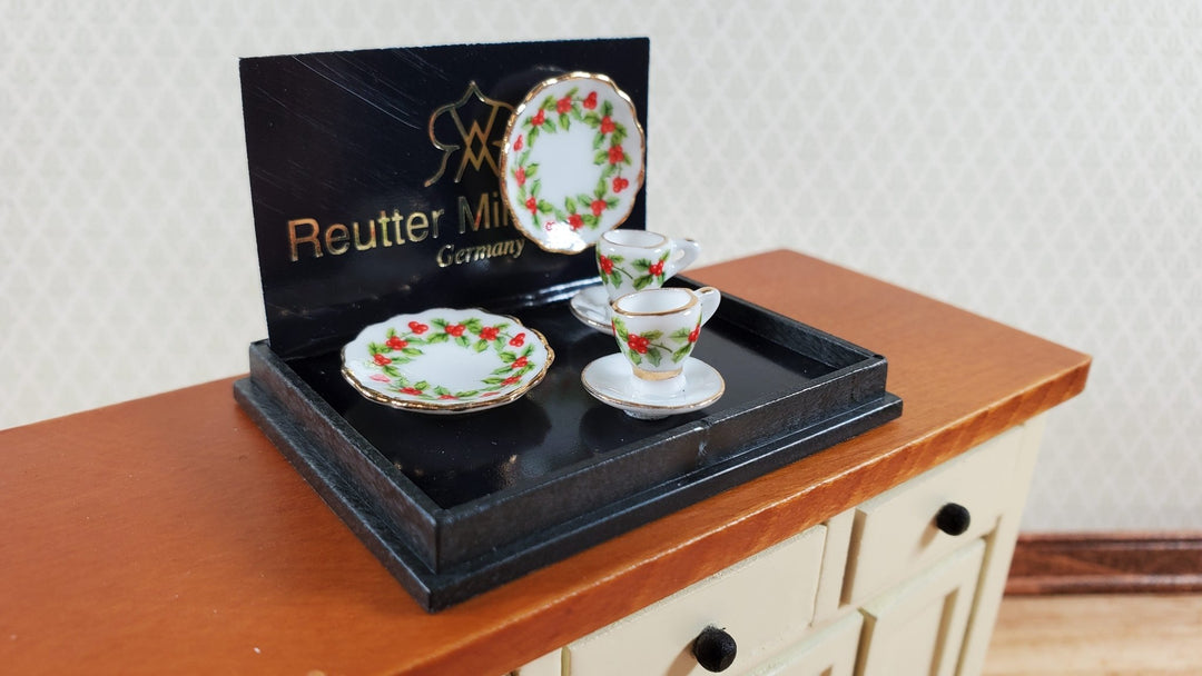 Dollhouse Coffee Setting for 2 Mistletoe Reutter Porcelain 1:12 Scale Miniatures - Miniature Crush