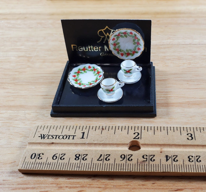 Dollhouse Coffee Setting for 2 Mistletoe Reutter Porcelain 1:12 Scale Miniatures - Miniature Crush