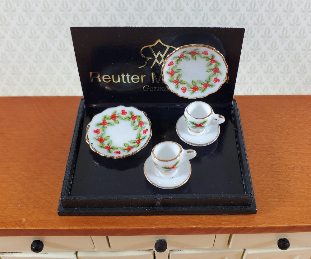 Dollhouse Coffee Setting for 2 Mistletoe Reutter Porcelain 1:12 Scale Miniatures - Miniature Crush