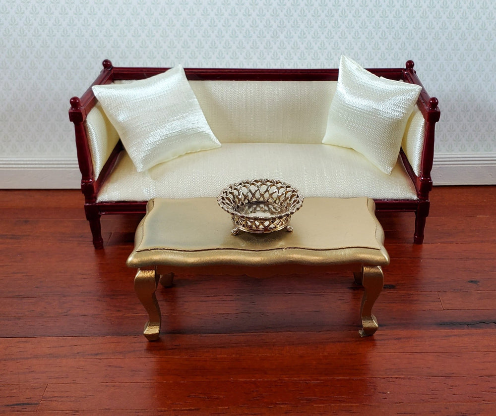 Dollhouse Coffee Table Curvy GOLD Rectangle 1:12 Scale Miniature Furniture - Miniature Crush