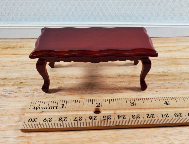 Dollhouse Coffee Table Curvy Top Rectangle Mahogany Finish 1:12 Scale Miniature Furniture - Miniature Crush