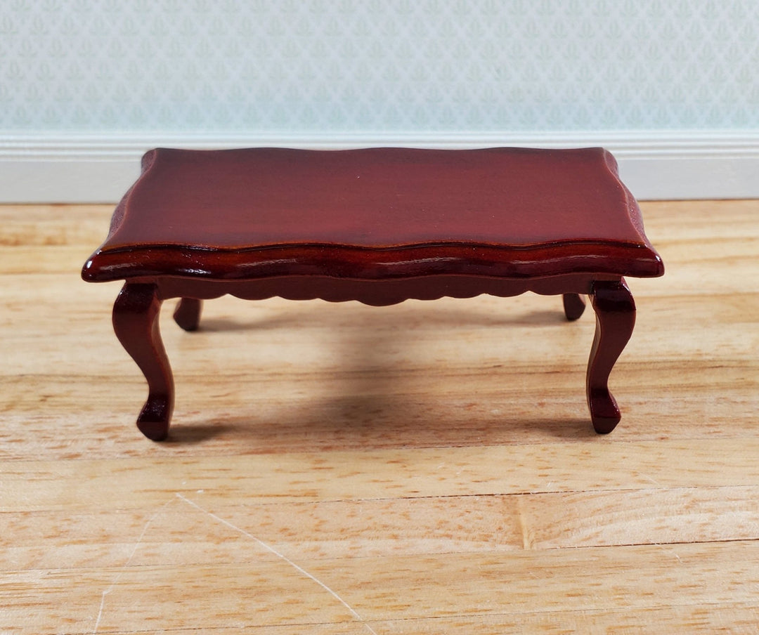 Dollhouse Coffee Table Curvy Top Rectangle Mahogany Finish 1:12 Scale Miniature Furniture - Miniature Crush