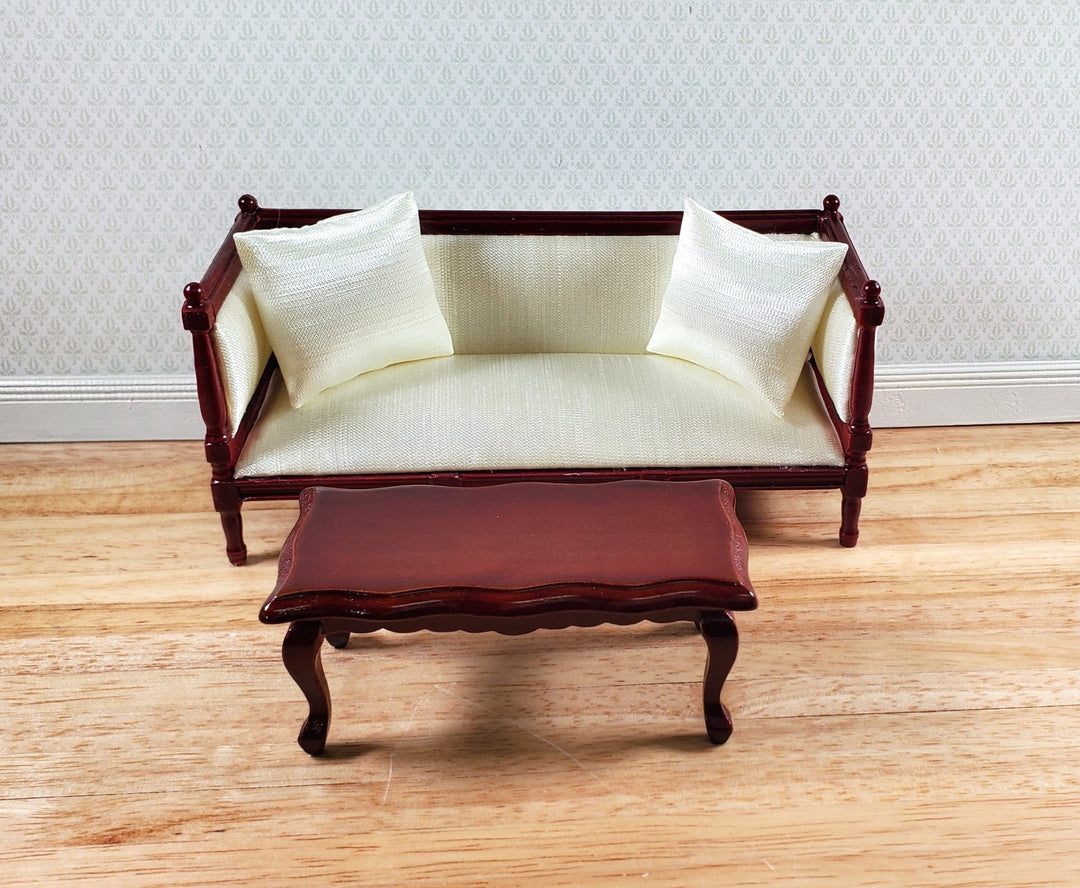 Dollhouse Coffee Table Curvy Top Rectangle Mahogany Finish 1:12 Scale Miniature Furniture - Miniature Crush