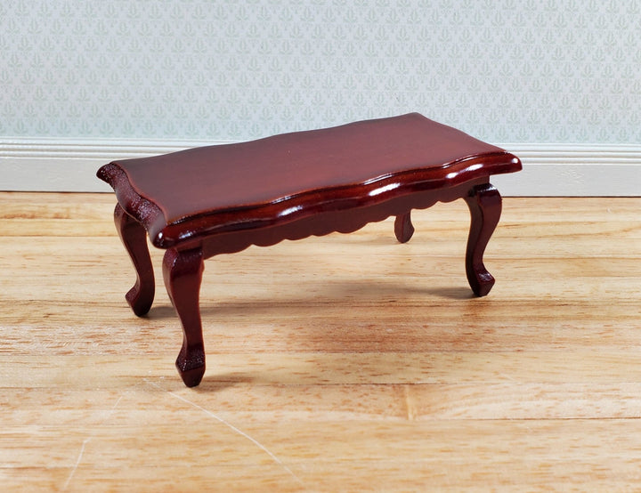 Dollhouse Coffee Table Curvy Top Rectangle Mahogany Finish 1:12 Scale Miniature Furniture - Miniature Crush