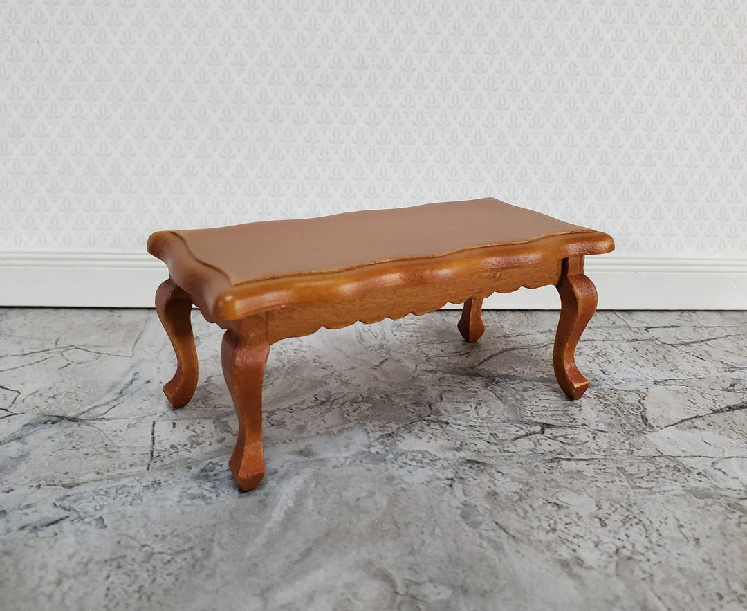 Dollhouse Coffee Table Curvy Top Rectangle Walnut Finish 1:12 Scale Miniature Furniture - Miniature Crush