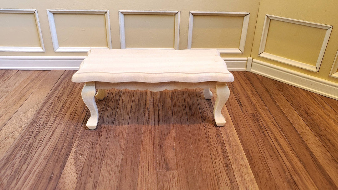 Dollhouse Coffee Table Curvy Top Unpainted Wood 1:12 Scale Miniature Living Room Furniture - Miniature Crush