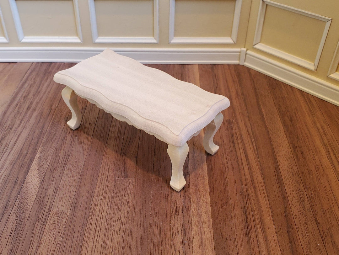 Dollhouse Coffee Table Curvy Top Unpainted Wood 1:12 Scale Miniature Living Room Furniture - Miniature Crush