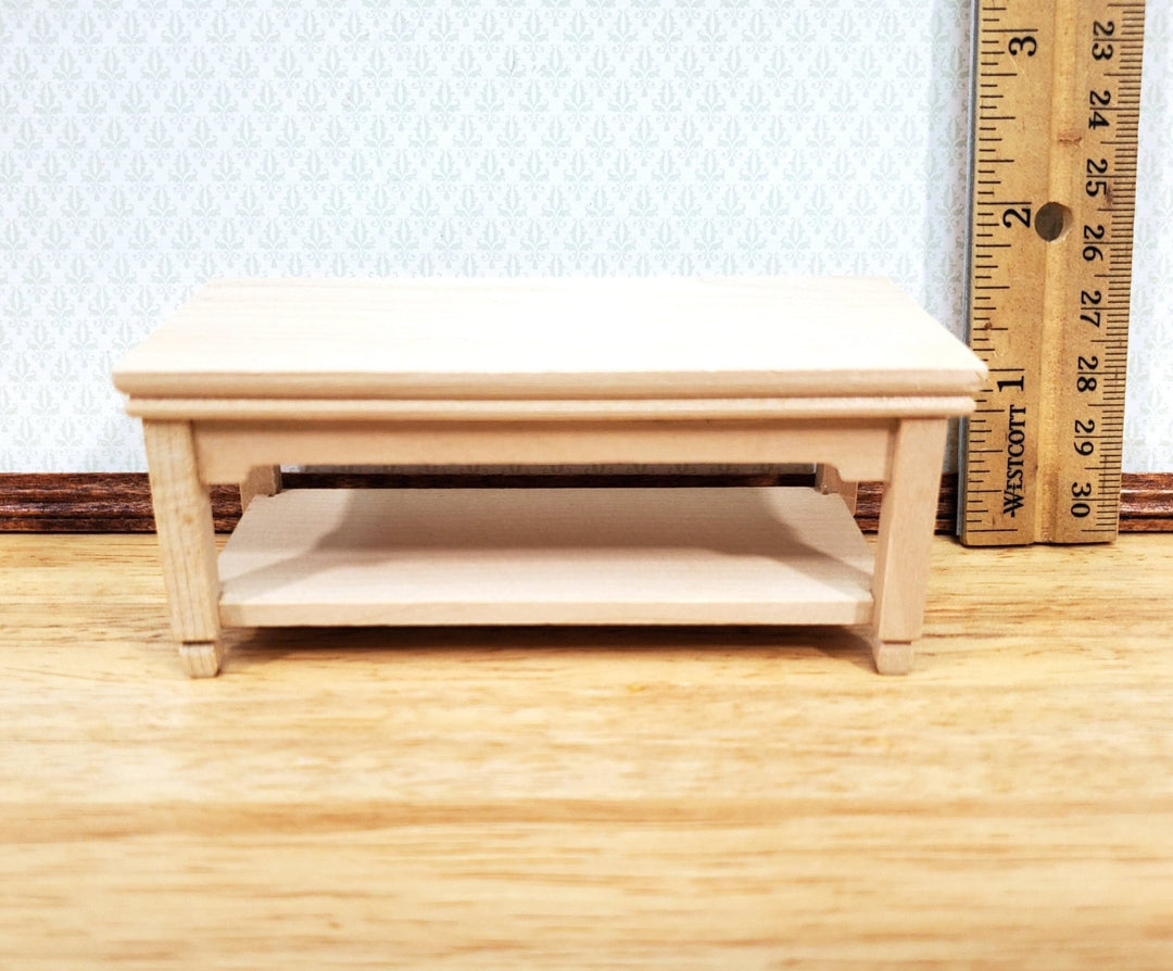 Dollhouse Coffee Table Modern Unpainted Wood 1:12 Scale Living Room Furniture - Miniature Crush