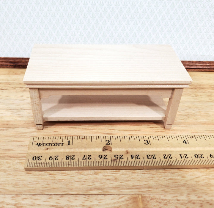 Dollhouse Coffee Table Modern Unpainted Wood 1:12 Scale Living Room Furniture - Miniature Crush