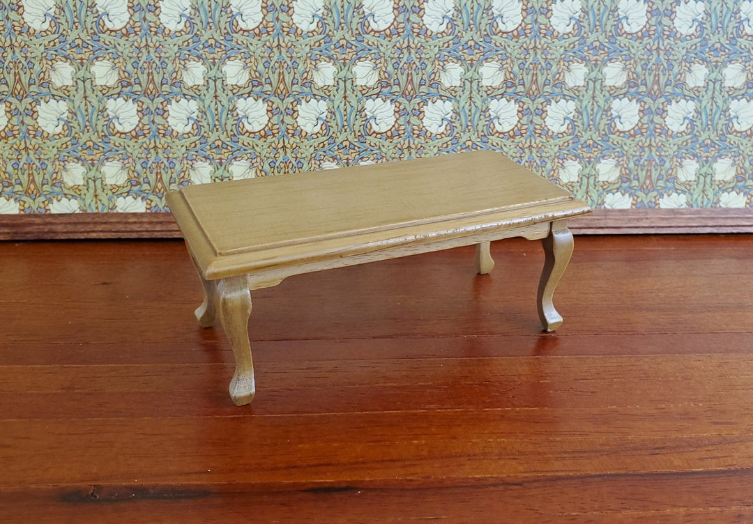 Dollhouse Coffee Table Rectangle Light Walnut Finish 1:12 Scale Miniature Furniture - Miniature Crush