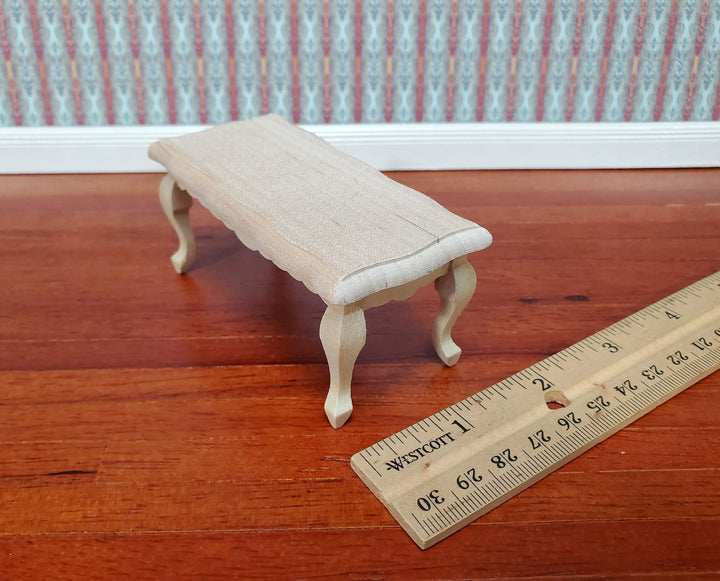 Dollhouse Coffee Table Unpainted Wood Curvy Top 1:12 Scale Miniature Living Room Furniture - Miniature Crush