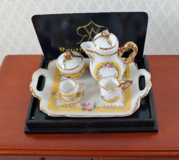 Dollhouse Coffee Tea Set Teapot Teacup Reutter Porcelain 1:12 Scale French Rose - Miniature Crush