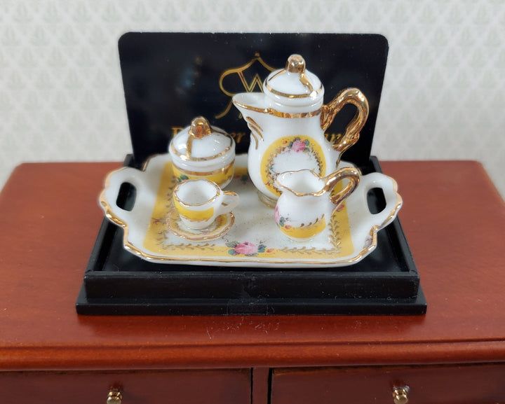 Dollhouse Coffee Tea Set Teapot Teacup Reutter Porcelain 1:12 Scale French Rose - Miniature Crush