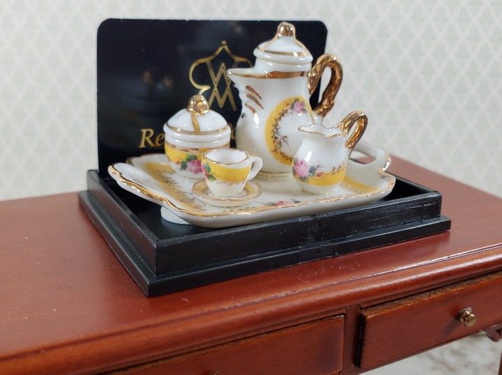 Dollhouse Coffee Tea Set Teapot Teacup Reutter Porcelain 1:12 Scale French Rose - Miniature Crush