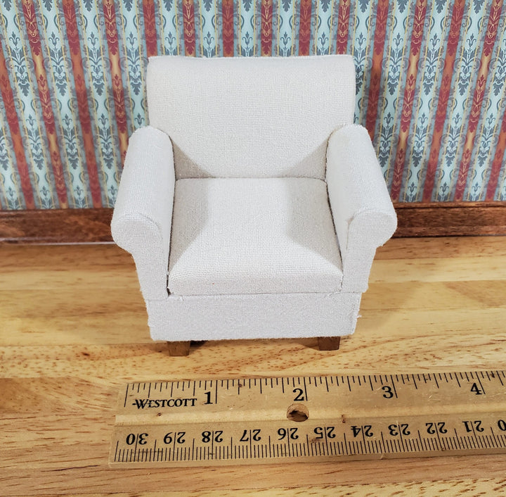 Dollhouse Compact Living Room Club Chair Cream Fabric 1:12 Scale Miniature Furniture - Miniature Crush