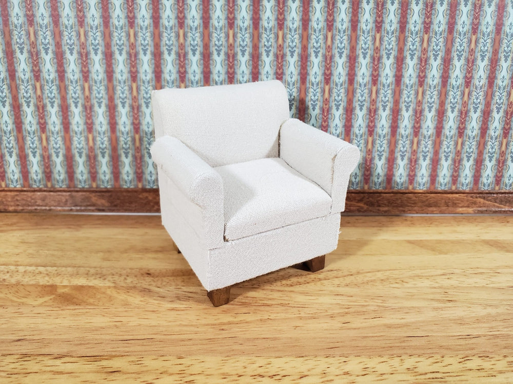 Dollhouse Compact Living Room Club Chair Cream Fabric 1:12 Scale Miniature Furniture - Miniature Crush