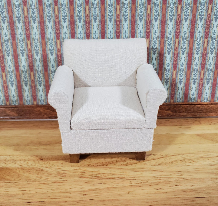 Dollhouse Compact Living Room Club Chair Cream Fabric 1:12 Scale Miniature Furniture - Miniature Crush