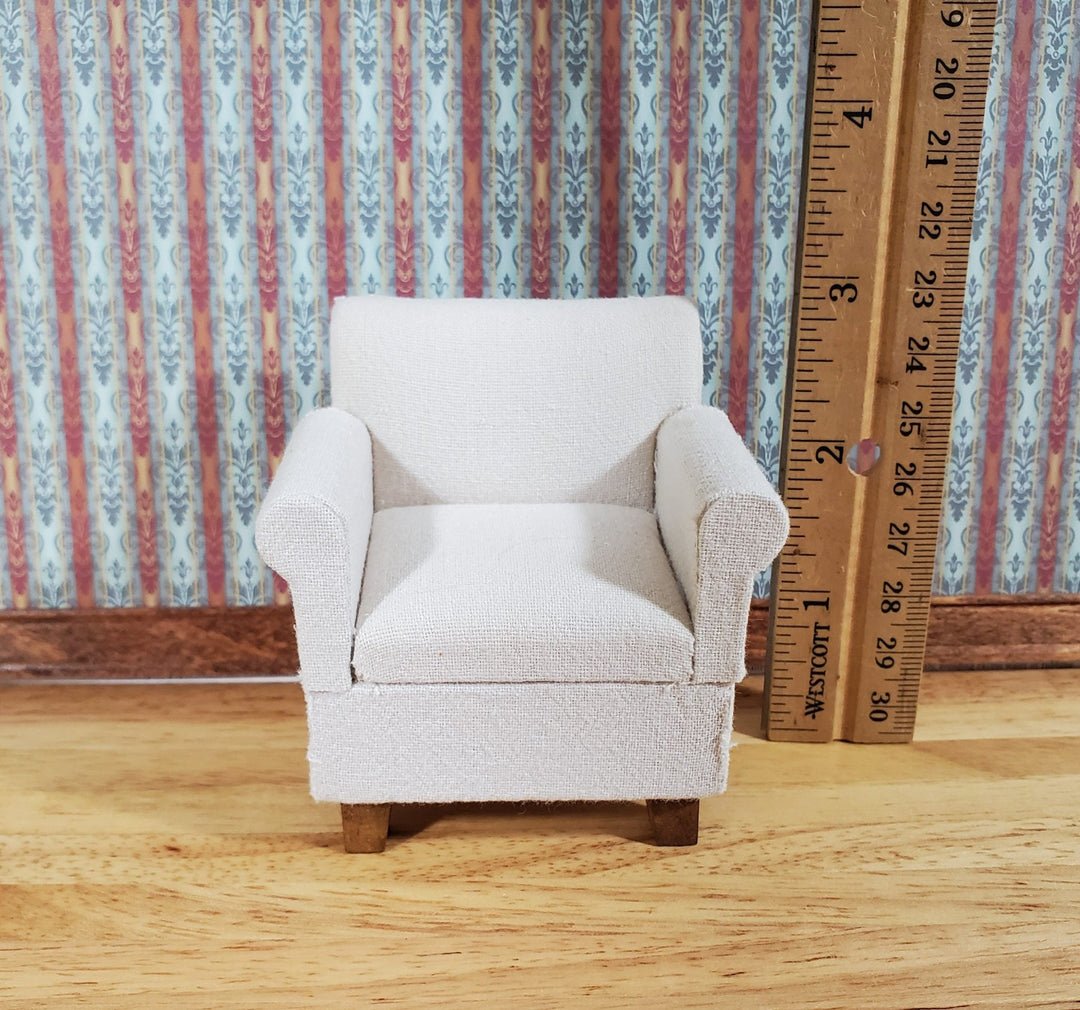 Dollhouse Compact Living Room Club Chair Cream Fabric 1:12 Scale Miniature Furniture - Miniature Crush