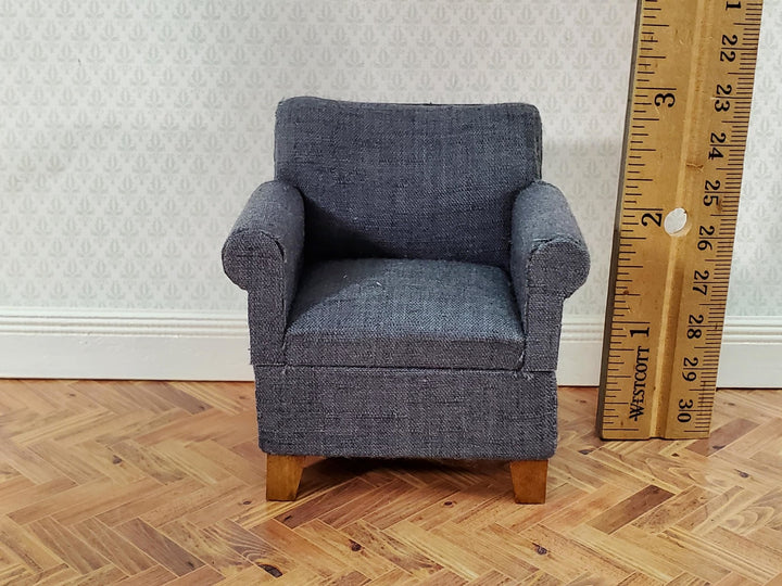 Dollhouse Compact Living Room Club Chair Dark Gray Fabric 1:12 Scale Miniature Furniture - Miniature Crush