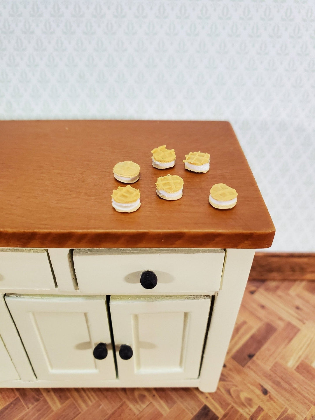Dollhouse Cookies Waffle Sandwich Style Dessert 1:12 Scale Miniature Food 6 Pieces - Miniature Crush