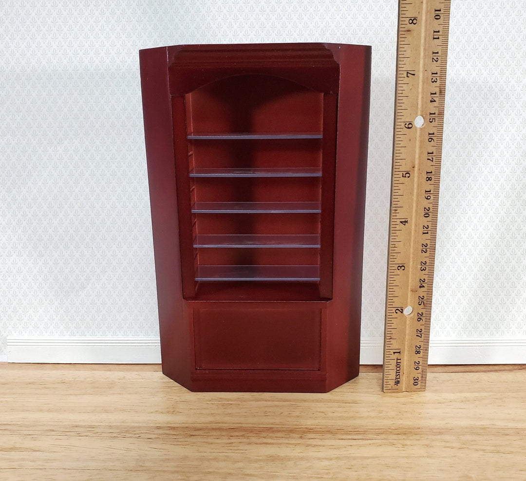 Dollhouse Corner Shop Shelves or Bookcase 1:12 Scale Miniature Furniture Mahogany Finish - Miniature Crush